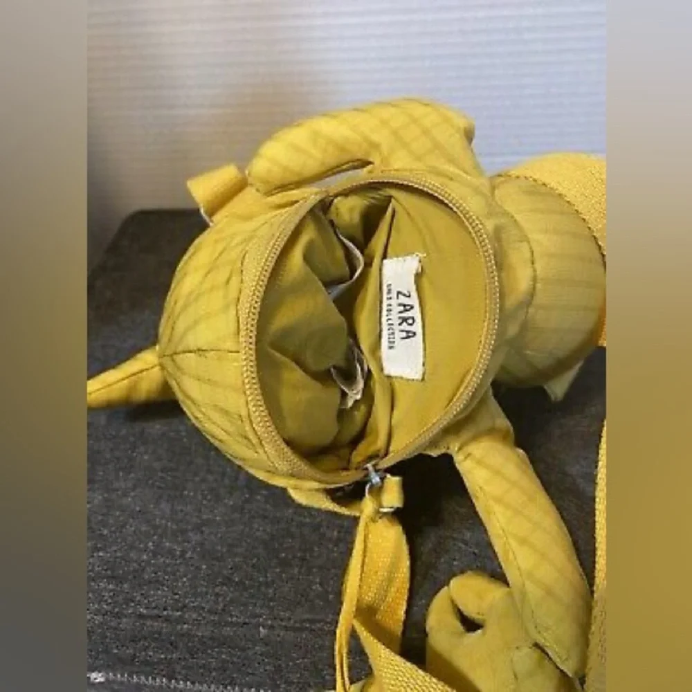 Zara Kids Backpack Yellow Plaid Kangaroo With Baby Joey In Pouch